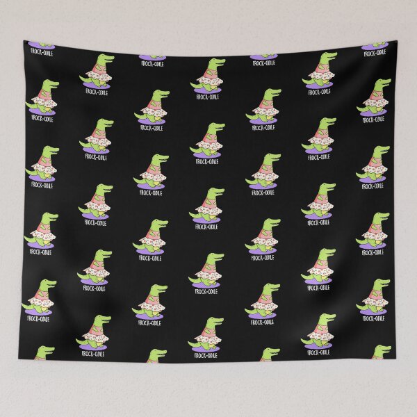 Item preview, Frock-odile Funny Crocodile Puns (Dark BG) designed and sold by punnybone.