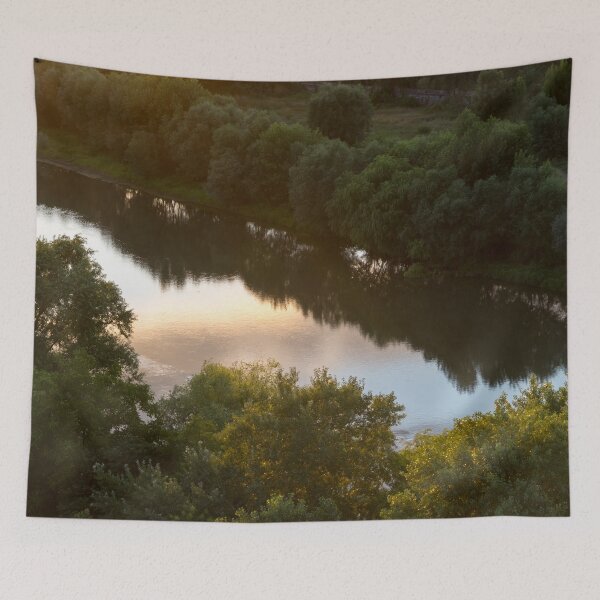 Item preview, Riverside Sunset Reflected - Maritsa River from Above designed and sold by Georgia Mizuleva.