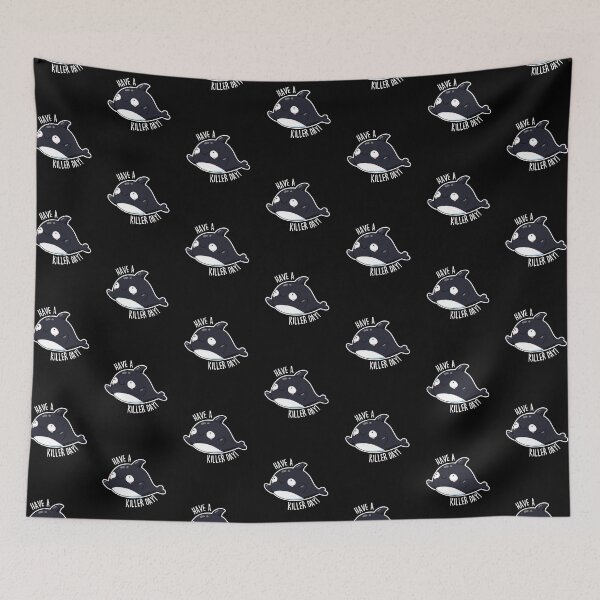 Item preview, Have A Killer Day Funny Killer Whale Pun (Dark BG) designed and sold by punnybone.