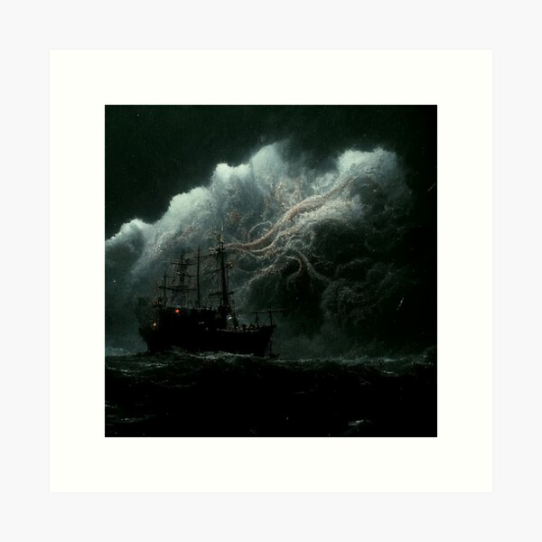 Fear the Fog | Kraken Attacking a ship at Sea Art Print