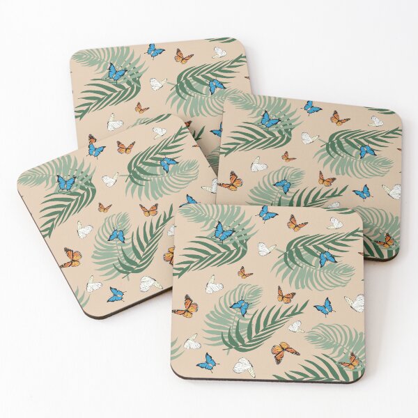 Item preview, Sage Green Palm Leaves with Butterflies Pattern designed and sold by CJAura by Claire Jane Johnson.