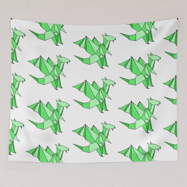 Aperçu de l'œuvre Dragon vert en origami créée et vendue par CalliesArt.