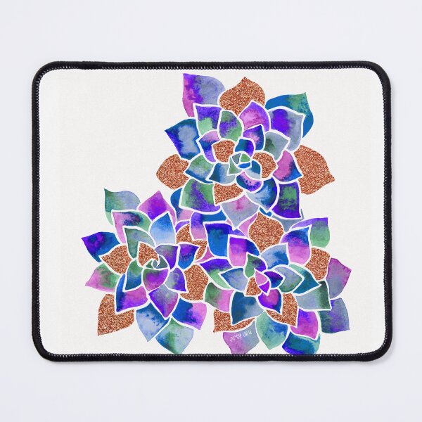 Item preview, Succulents - Indigo + Green with Rose Gold Glitter  designed and sold by artylulu.