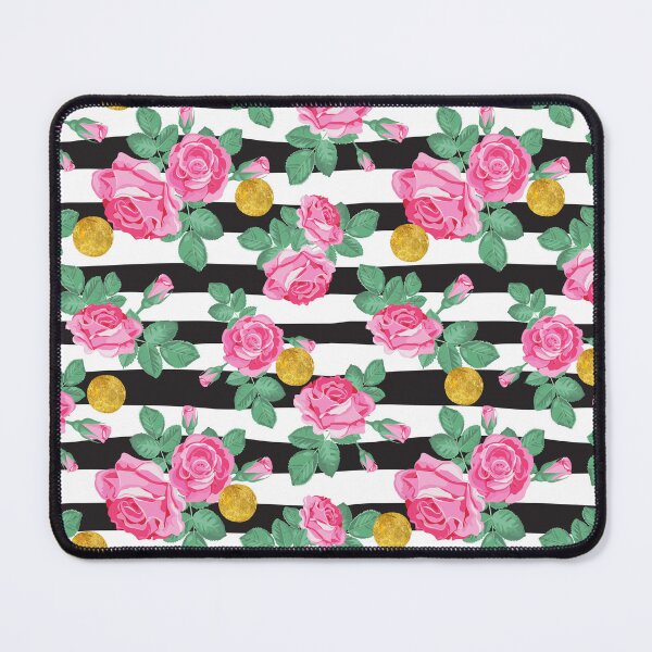 Item preview, Whimsical Black and White Stripe Rose Print designed and sold by Trimzz.
