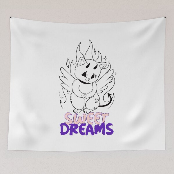 Item preview, HELL KITTEN Devilish kitten quote Sweet Dreams designed and sold by LargeShop.