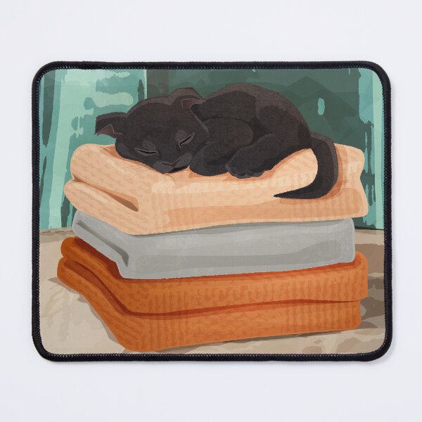 Item preview, Cute Halloween Black Cat Sleeping on Autumn Blankets designed and sold by nikknacks-art.