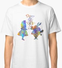Alice im Wunderland u. Weißes Kaninchen-bunter Aquarell-Spritzer Classic T-Shirt