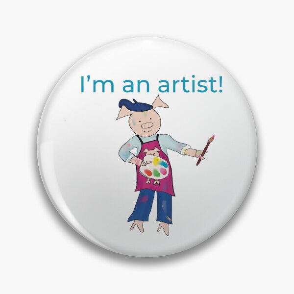 Item preview, Artist! I'm an artist, left handed pig painter, white. Artist designed and sold by PiggingJapan.