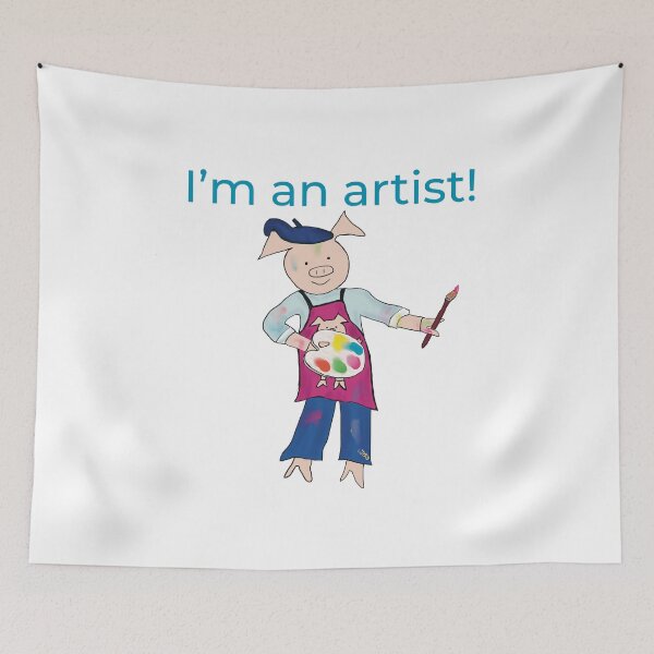 Item preview, Artist! I'm an artist, left handed pig painter, white. Artist designed and sold by PiggingJapan.