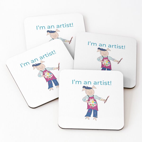 Item preview, Artist! I'm an artist, left handed pig painter, white. Artist designed and sold by PiggingJapan.