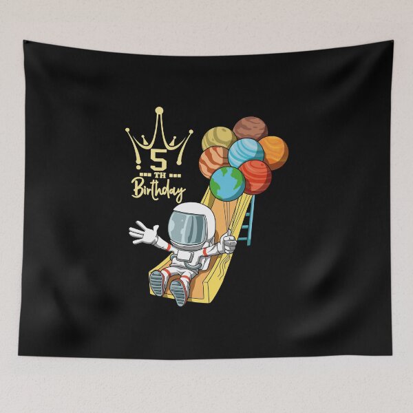 Item preview, 5th Birthday Astronaut Space Slide Planets Balloons designed and sold by melomedia.