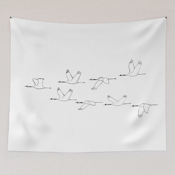 Item preview, Flying Common Crane flock designed and sold by AndrasVasasArt.