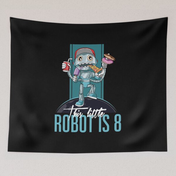 Item preview, Kids 8 th Birthday Funny Robot Unhealthy Food Party designed and sold by melomedia.