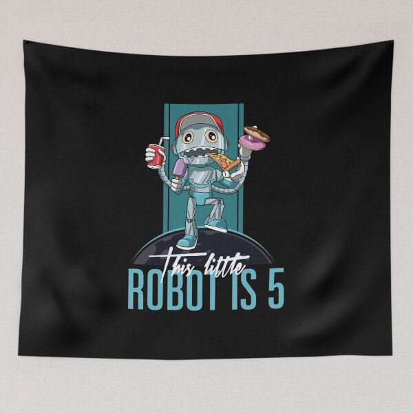 Item preview, Kids 5 th Birthday Funny Robot Unhealthy Food Party designed and sold by melomedia.