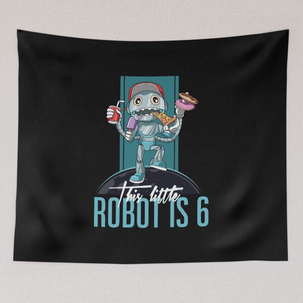 Item preview, Kids 6 th Birthday Funny Robot Unhealthy Food Party designed and sold by melomedia.