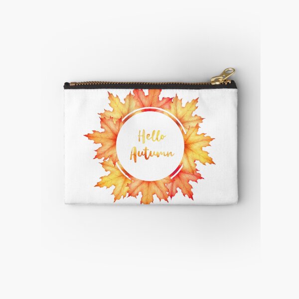 Item preview, Hello Autumn watercolor round frame from maple leaves designed and sold by DarianaArt.