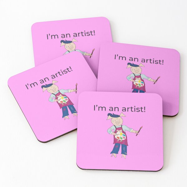 Item preview, Artist! I'm an artist, left handed pig painter, pink artist. designed and sold by PiggingJapan.
