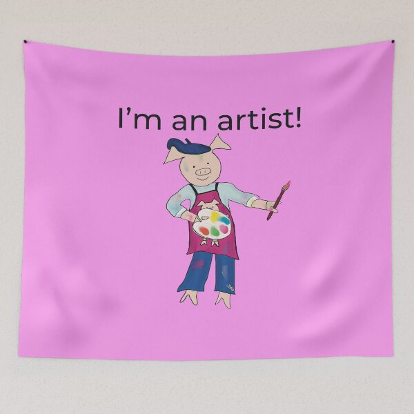 Item preview, Artist! I'm an artist, left handed pig painter, pink artist. designed and sold by PiggingJapan.
