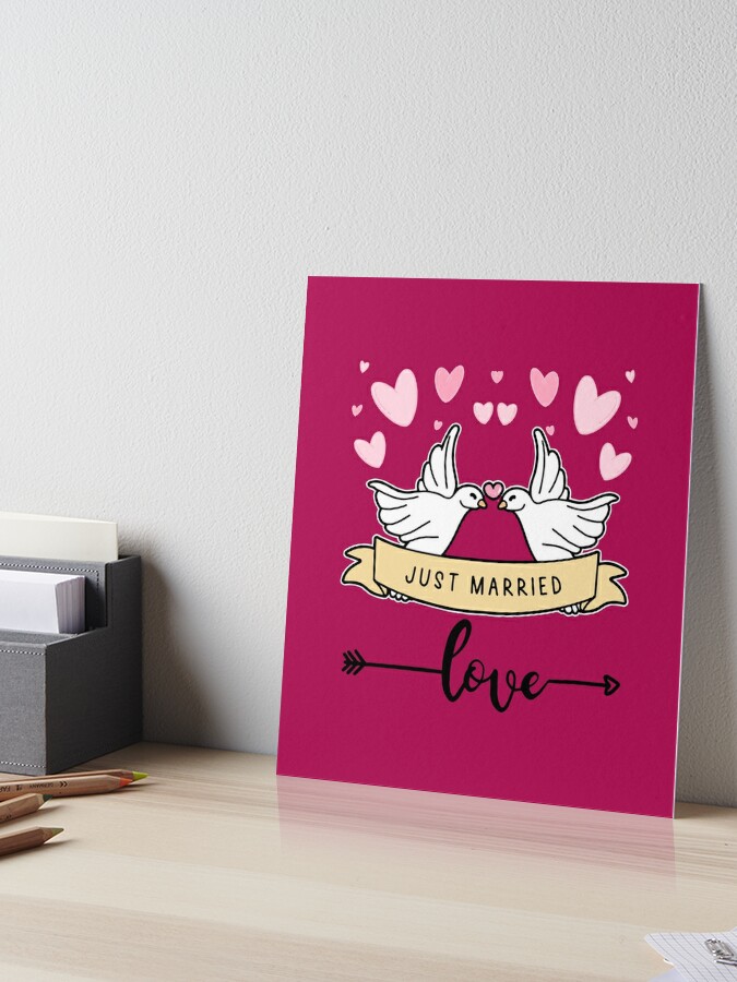 Just Married Couples Gift  Art Board Print for Sale by Quirky Dez