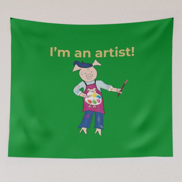 Item preview, Artist! Green I'm an artist, left handed pig painter, artist. designed and sold by PiggingJapan.
