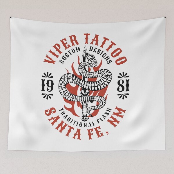 Item preview, Viper Tattoo, Santa Fe, New Mexico, Tattoo Studio Snake, Dagger, Flames Logo designed and sold by Proverbial Wisdom Design.