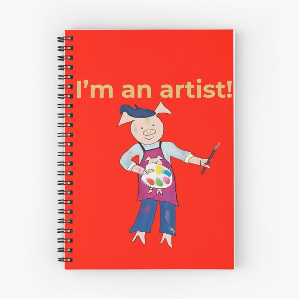 Item preview, Artist! Orange I'm an artist, left handed pig painter, artist. designed and sold by PiggingJapan.