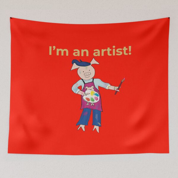 Item preview, Artist! Orange I'm an artist, left handed pig painter, artist. designed and sold by PiggingJapan.
