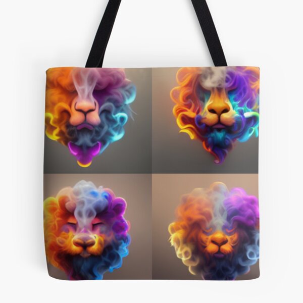 Item preview, Lions in Smoke Art brown background -  Created by A.I. designed and sold by Created-by-AI.