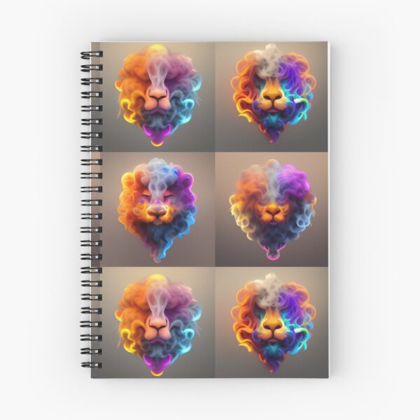 Item preview, Lions in Smoke Art brown background -  Created by A.I. designed and sold by Created-by-AI.