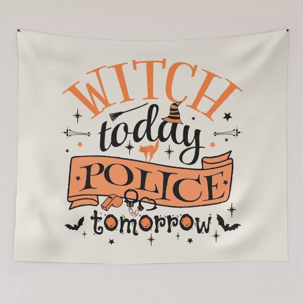 Artikelvorschau, Coole Hexe heute Polizei morgen, lustiges Design für alle Polizisten an Halloween entworfen und verkauft von TrulyEpoque.