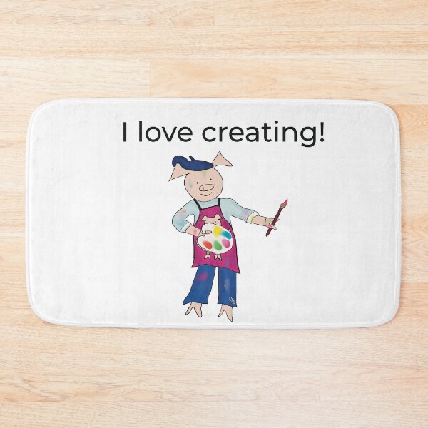 Item preview, Creating! White I love creating, left handed pig painter,artist. designed and sold by PiggingJapan.