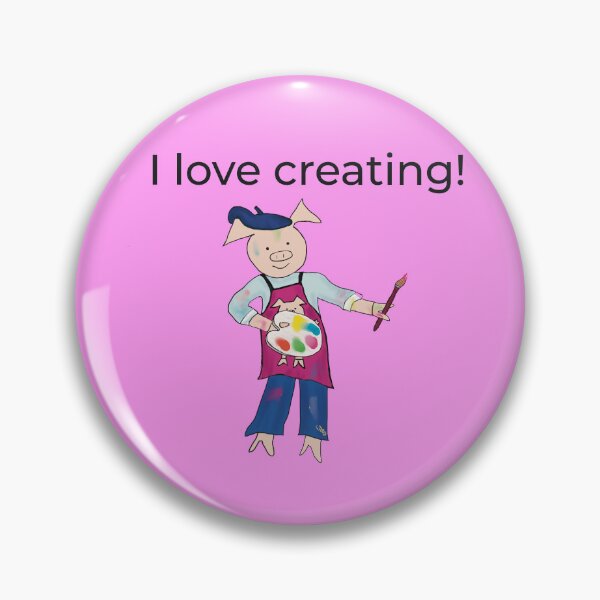 Item preview, Creating! Pink I love creating, left handed pig painter, artist. designed and sold by PiggingJapan.