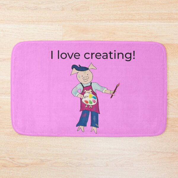 Item preview, Creating! Pink I love creating, left handed pig painter, artist. designed and sold by PiggingJapan.