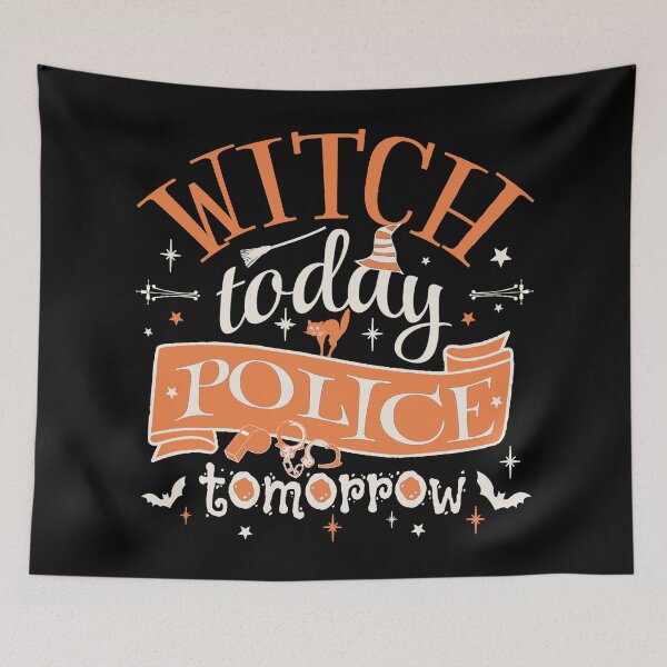 Artikelvorschau, Lustige Hexe heute Polizei morgen, lustiges Design für alle Polizisten an Halloween entworfen und verkauft von TrulyEpoque.