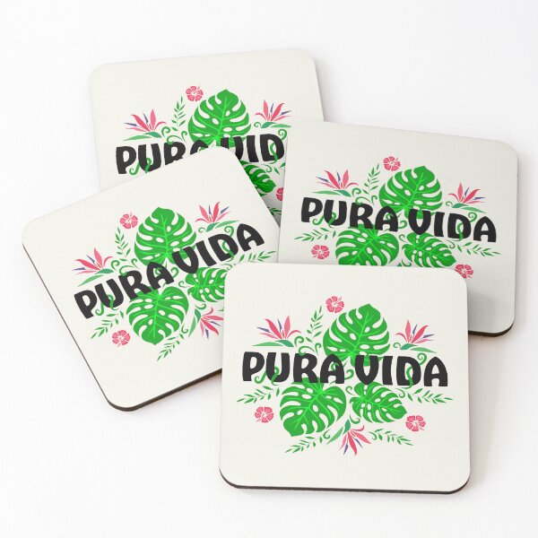 Item preview, Pura Vida, Good Vibes, Costa Rica, Monstera, Tropical, Plants, Hibiscus, Flowers designed and sold by boom-art.