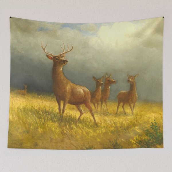 Item preview,  Albert Bierstadt Three Deer and a Stag  designed and sold by OldTimeArt.