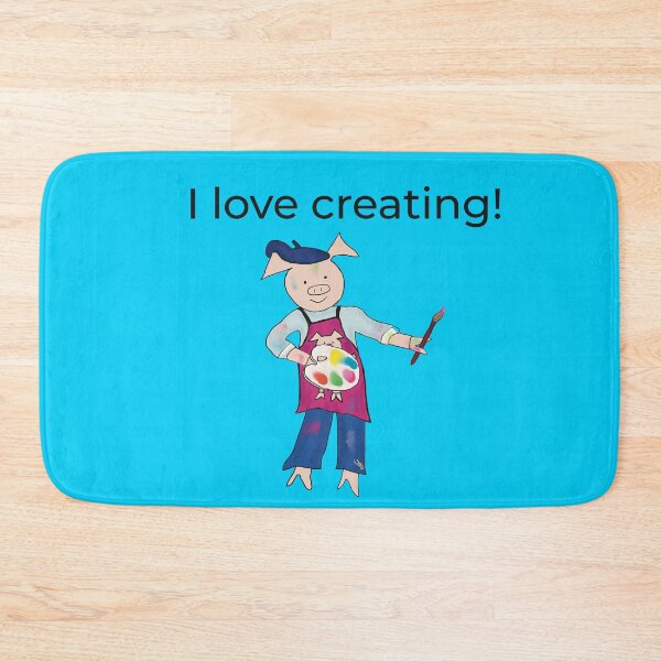 Item preview, Creating! Blue I love creating, left handed pig painter, artist. designed and sold by PiggingJapan.