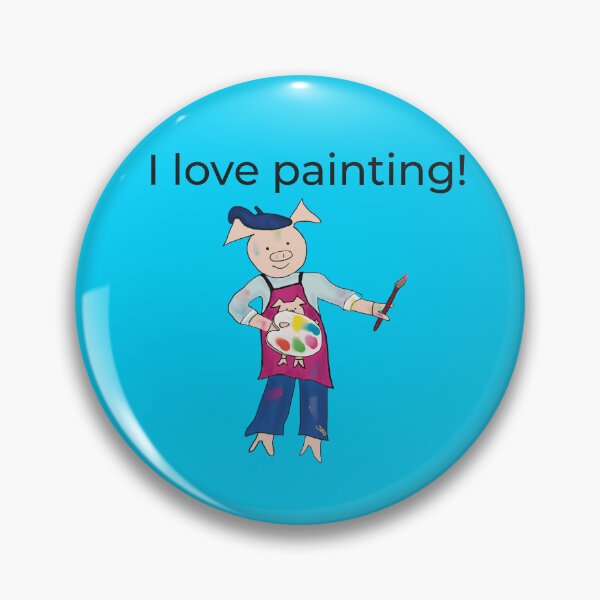 Item preview, Painting! Blue I love painting, left handed pig painter, artist. designed and sold by PiggingJapan.