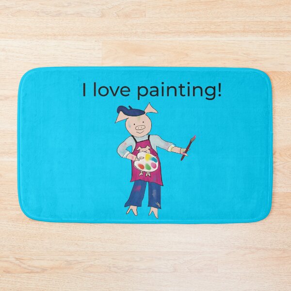 Item preview, Painting! Blue I love painting, left handed pig painter, artist. designed and sold by PiggingJapan.