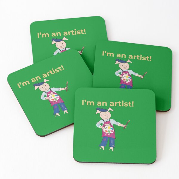 Item preview, Artist! Green I'm an artist, left handed pig painter, artist. designed and sold by PiggingJapan.