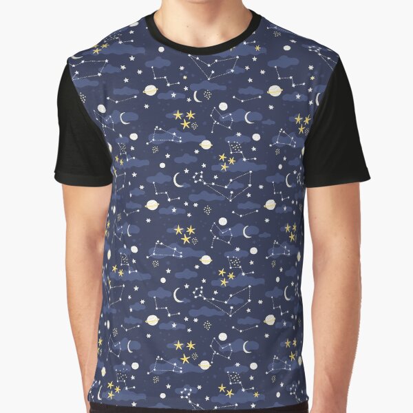 Galaxy - cosmos, moon and stars. Astronomy pattern. Cute cartoon universe design. Graphic T-Shirt