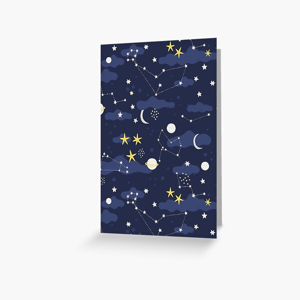 Galaxy - cosmos, moon and stars. Astronomy pattern. Cute cartoon universe design. Greeting Card