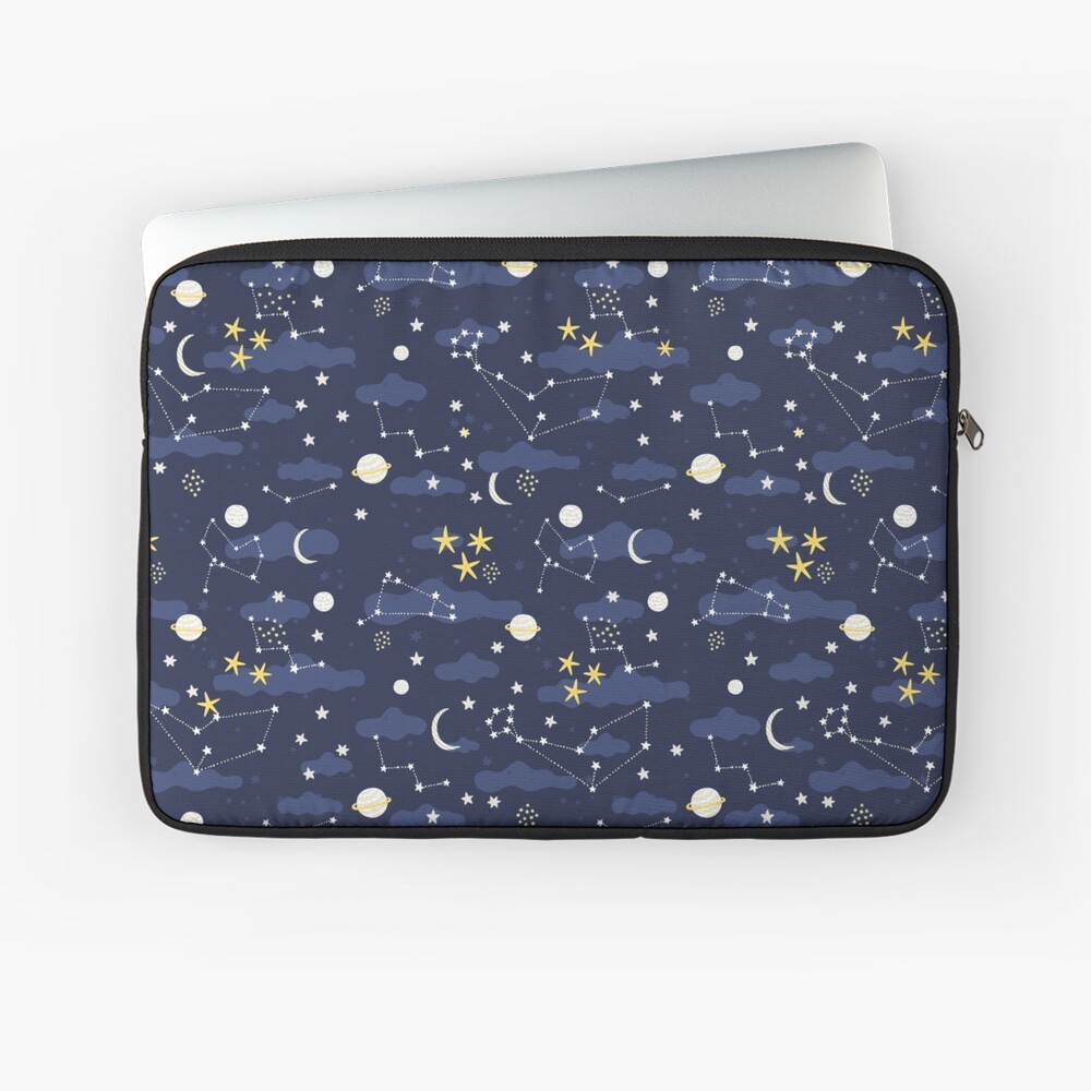 Galaxy - cosmos, moon and stars. Astronomy pattern. Cute cartoon universe design. Laptop Sleeve