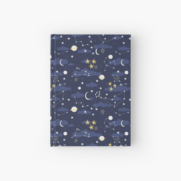 Galaxy - cosmos, moon and stars. Astronomy pattern. Cute cartoon universe design. Hardcover Journal