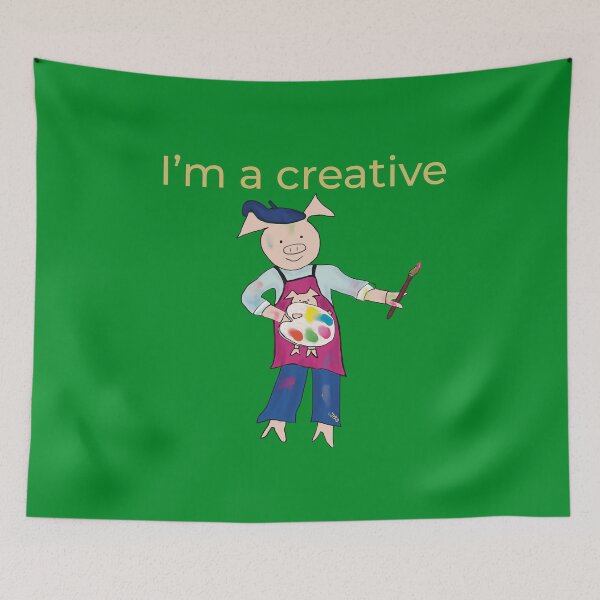 Item preview, Artist! Green I'm a creative, left handed pig painter, artist. designed and sold by PiggingJapan.