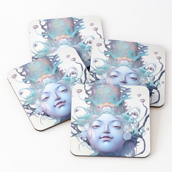 Item preview, Original Chinese Buddha Concept Art Digital Illustration Fantasy Portrait Asian Beauty Abstract Mystical Authentic Korean Japanese Traditional Ink Painting Face Mask Hanya Tattoo Character Design designed and sold by S Y N T H R E A L M.