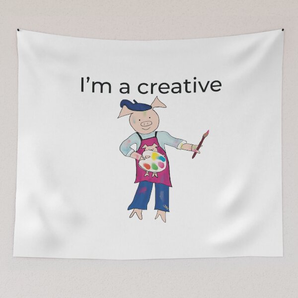 Item preview, Artist! White I'm a creative, left handed pig painter, artist. designed and sold by PiggingJapan.