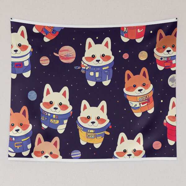 Item preview, Pattern of Kawaii Corgis as astronaut designed and sold by Studiowatermars.