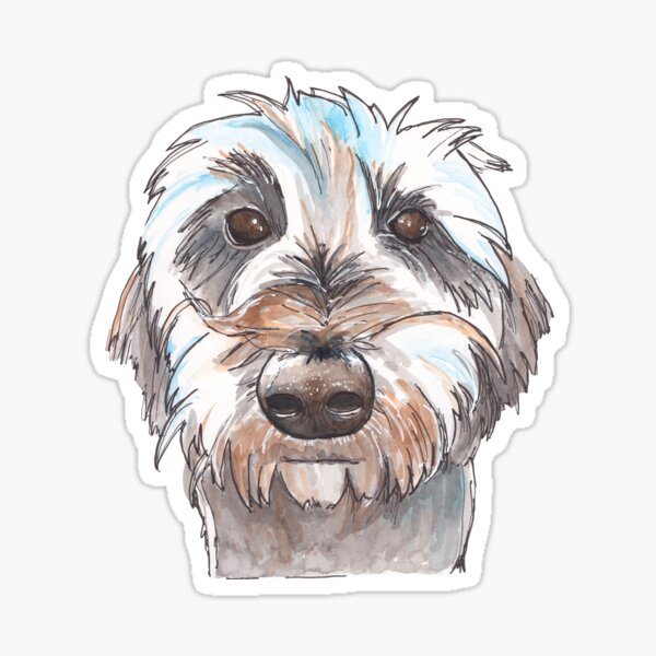 Does my hair look good? Dog portrait illustration in watercolors Sticker