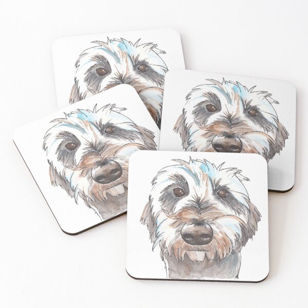 Item preview, Does my hair look good? Dog portrait illustration in watercolors designed and sold by kittyvdheuvel.